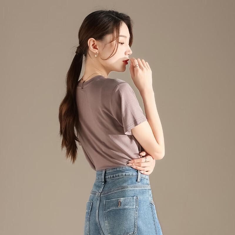 RAIN.CUN Women's High-Elastic Slim Fit Short Sleeve T-Shirt