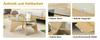 Modern Round Glass Coffee Table – diameter 80 cm with Transparent Top. Fan-shaped Frame, Table Legs MDF Natural Wood Tone. Ideal for Living Room.
