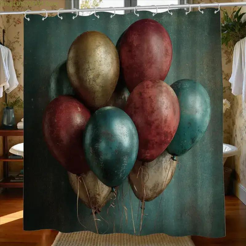 1 Retro Party Shower Curtain | 180X180Cm Polyester Sateen, Unlined, Includes 12 Hooks, Machine Washable, All-Season Home Decor