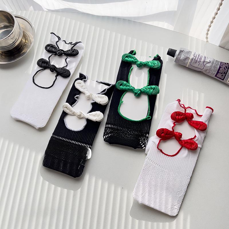 Sommer Dünne Retro Chinesische Cheongsam Geknöpft Halbhohe Socken Lolita Antik-Stil Scharfes Mädchen Geknöpft Lange Wadenstrümpfe