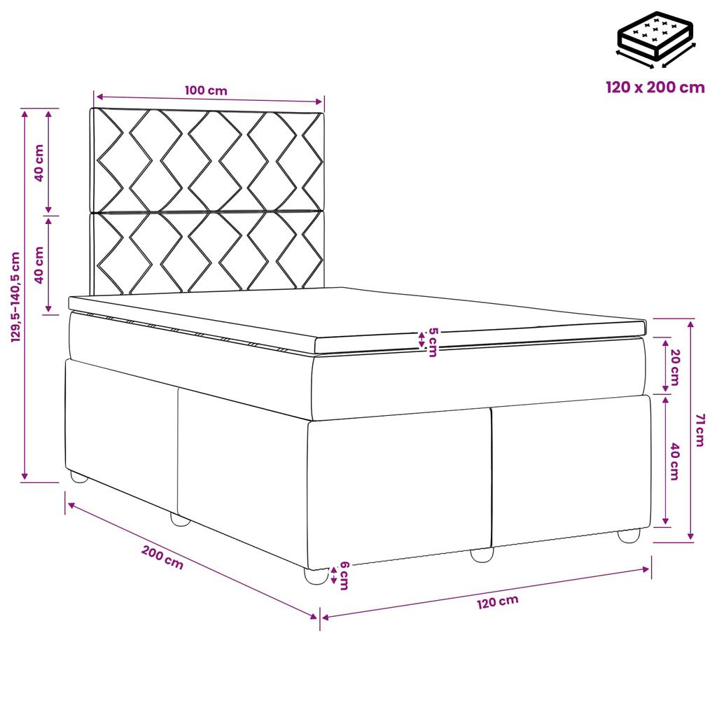 Box Spring Bed with Mattress Dark Brown 120 x 200 cm Fabric