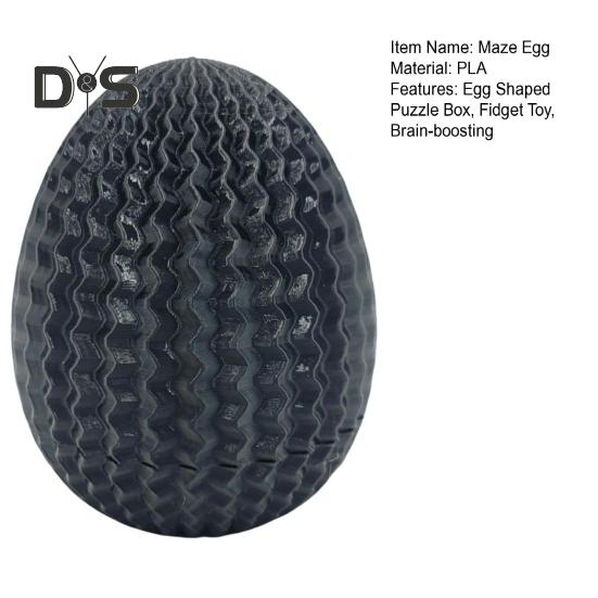 3D Printed Maze Egg Puzzle Box Brain Teaser Maze Egg Storage Box Dragon Egg Fidget Toy for Kids Adults Home Office Desk