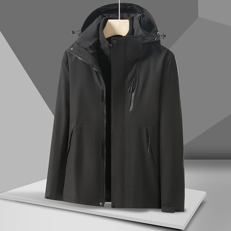 

Осень и Зима Новая Куртка Мужская Уличная Съемная Три-в-одном Двойка Женская Рабочая Одежда Альпинизм Норковый Бархат L