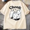 Funny Chonk Cat TShirt for Women Cute Fat Cat Tee Shirt Minimalist Graphic Tee Pet Owners Cat Lovers Tshirt Clothing Y2K