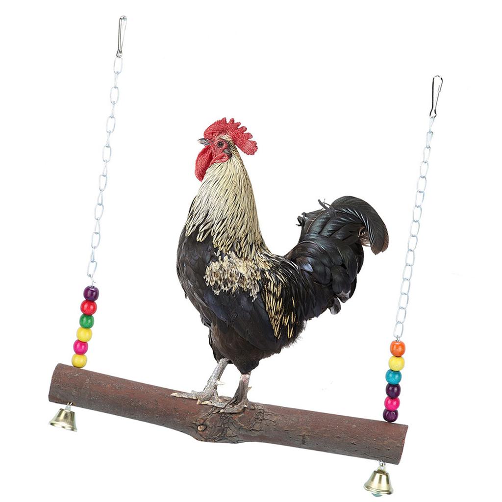 Natural Wood Handmade Pet Chicken Cage Hanging Swing Toy For Hens Cock Macaw Chew Training Toys SuppliesChicken Swing