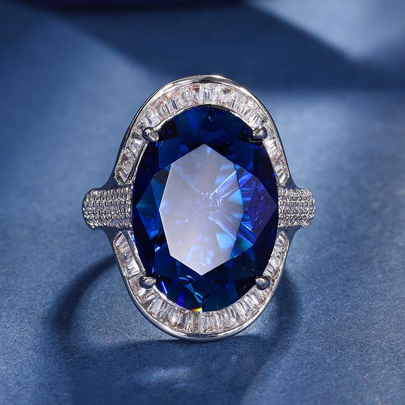 Schmuck Kupferboden Vergoldet Simulationsfarbe Schatz Große Denierform Luxus Temperament Ring Hauptstein 13 * 18