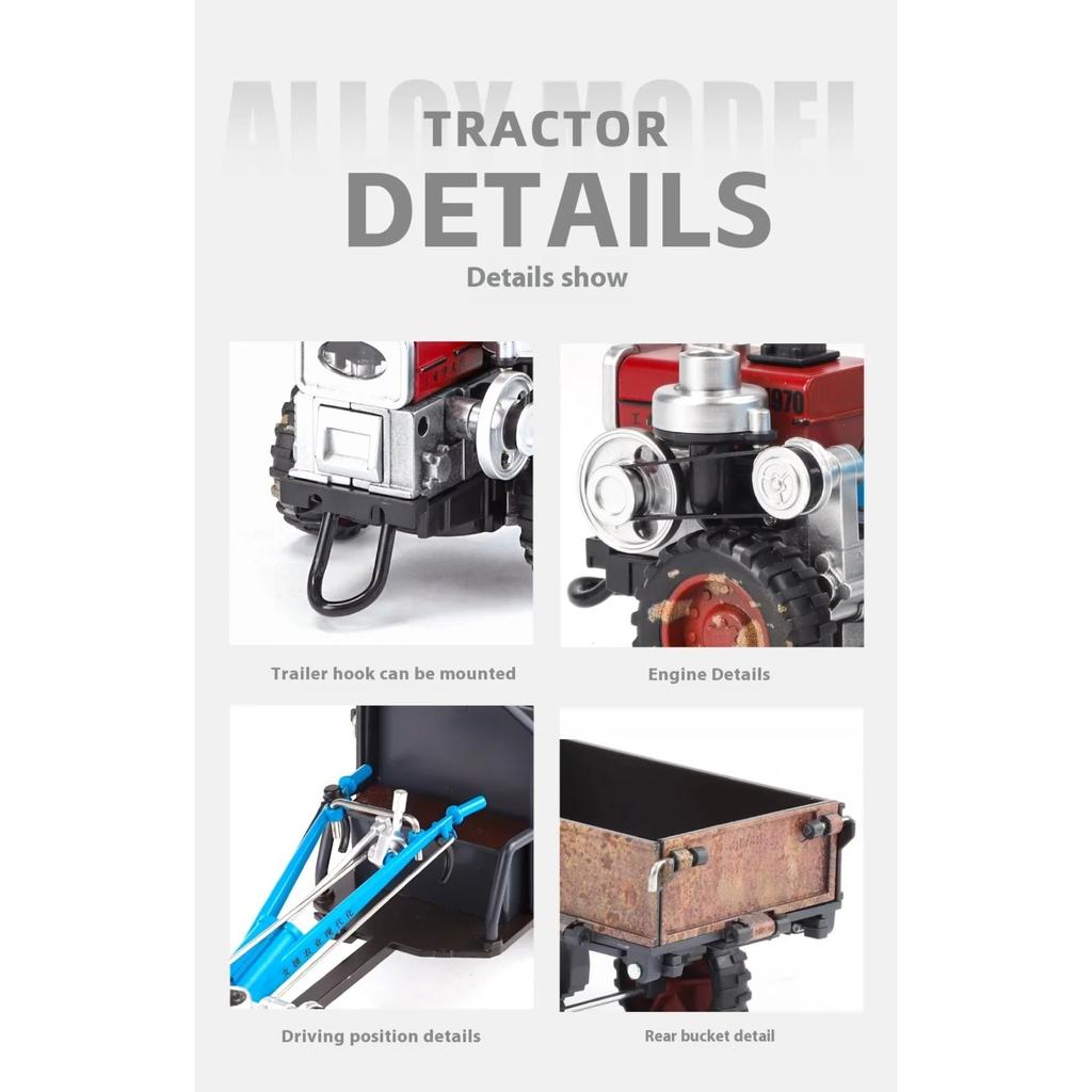 Spary 1/24 Walking Tractor Alloy Diecast Metal Model Sound and Light Old Spray Paint Toy Birthday Present for Childrens Kids Toy