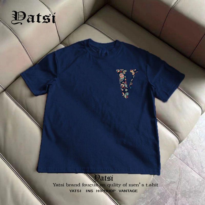 

Универсальная футболка с коротким рукавом из чистого хлопка для мужчин Новый летний стиль Модная футболка оверсайз с рукавом до локтя 5XL темно-синий