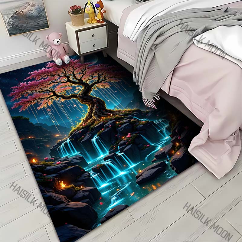 

Fantasy Starry Sky Tree of Life Carpet for Living Room Bedroom Bedside Floor Mat Cloakroom Kids Activity Area Rugs Large Size 40x60cm
