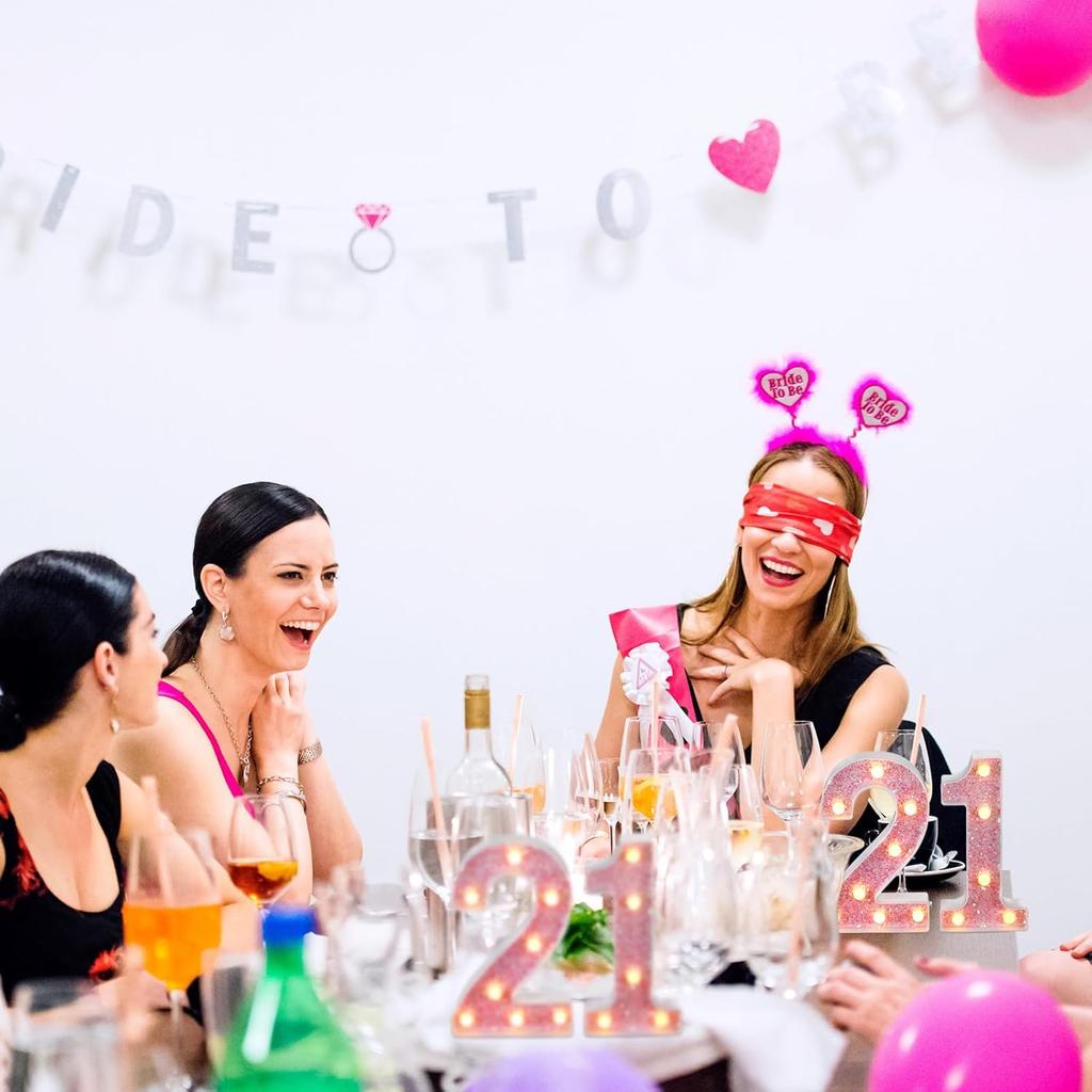 21st Decorative LED Light Up Numbers 21st Marquee Light Up Numbers Sign Birthday Table Decoration Glitter Pink 1 and 2 Suitable for Birthday Wedding