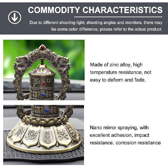 Buddhist Solar Spinning Prayer Wheel, Silent Tibetan Prayer Wheel - Om Mani Padme Hum, Table Top Decorations Ornaments for