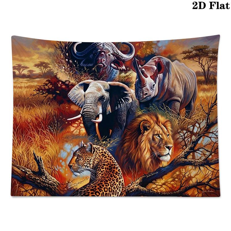 Afrikanische Tiere Wandteppich Ästhetischer Wandbehang Bedruckter Stoffdecke Dekorative Wandteppiche für Schlafzimmer Wohnzimmer Heimdekoration