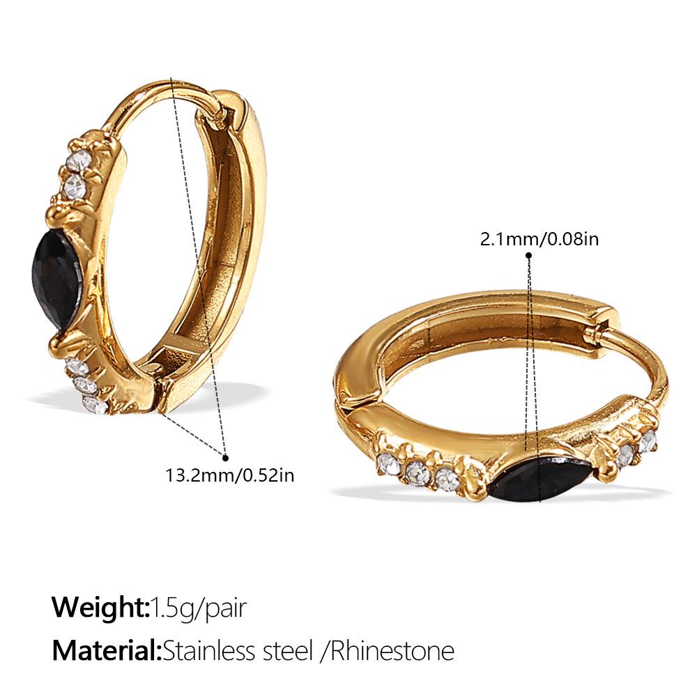 Japanese and Korean Popular Jewelry, Stainless Steel Gold-plated Earrings, Ear Buckles, Summer Earrings, Inlaid Rhinestone Earrings.