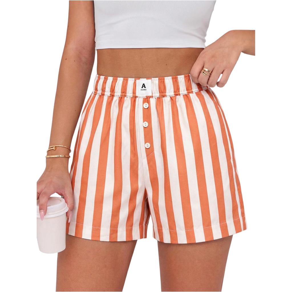 Women's Casual Comfort High-Waisted Loose Striped Shorts