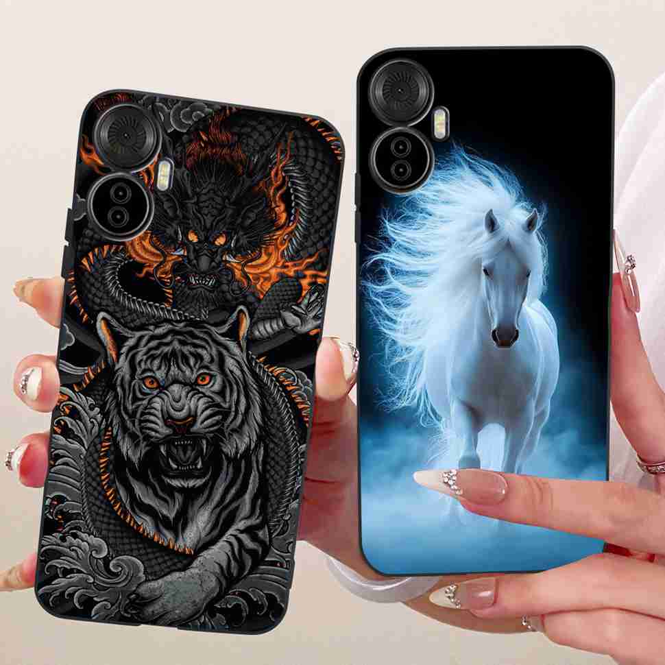 For Itel S18 Pro 6.6" Case Simple Style Pop Patterns Silicone TPU Black Cover Shockproof For ITEL S18 Pro S18pro Phone Cases