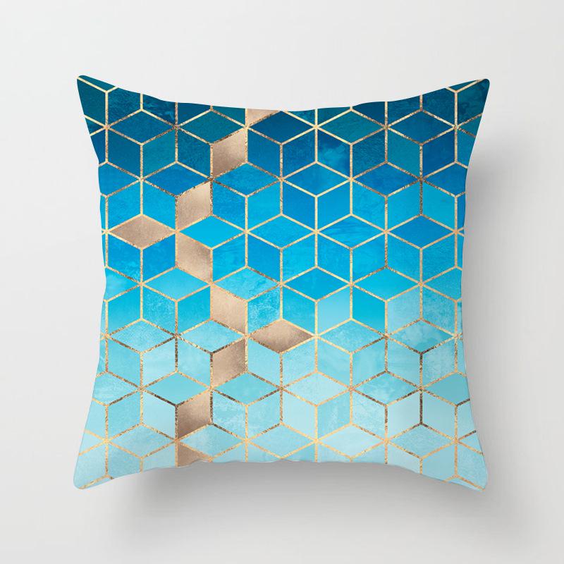 Simple Abstract Geometric Art Peach Leather Velvet Pillow, Fashionable and Comfortable Home Sofa Waist Cushion Pillow Cover