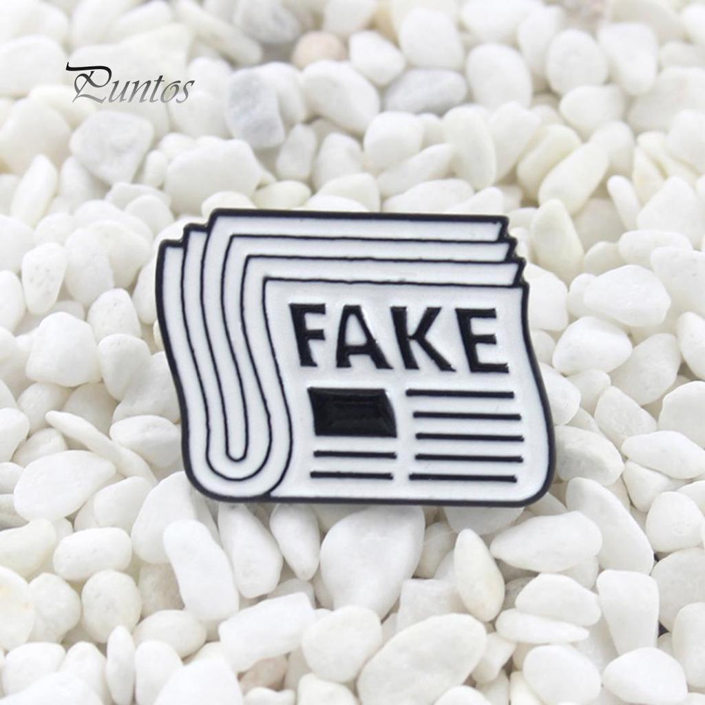Cartoon Newspaper English Letter Fake Enamel Badge Brooch Pin Clothes Jewelry