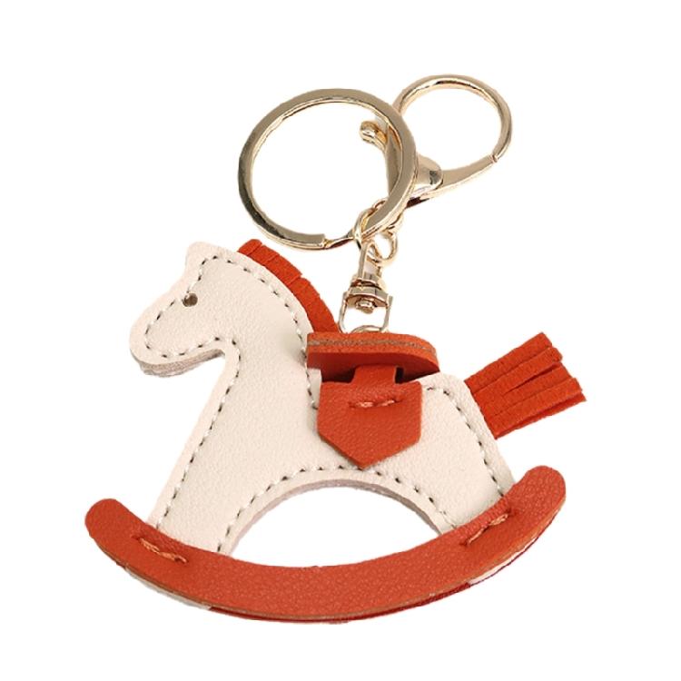 Fashion Key Rings Key Decorations Horse Shape Key Accessory Bag Ornament PU Leather Texture Keychain Perfect for Gifting
