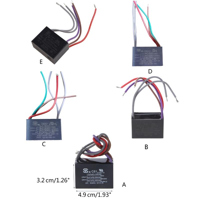 Capacitor para Ventilador de Teto CBB61 4.5+6+5UF 4.5+6+6UF 5+5+5UF 4+4+2.5UF 4+5+6UF 5 Fios 250V 50/60Hz Capacitor de Funcionamento do Motor