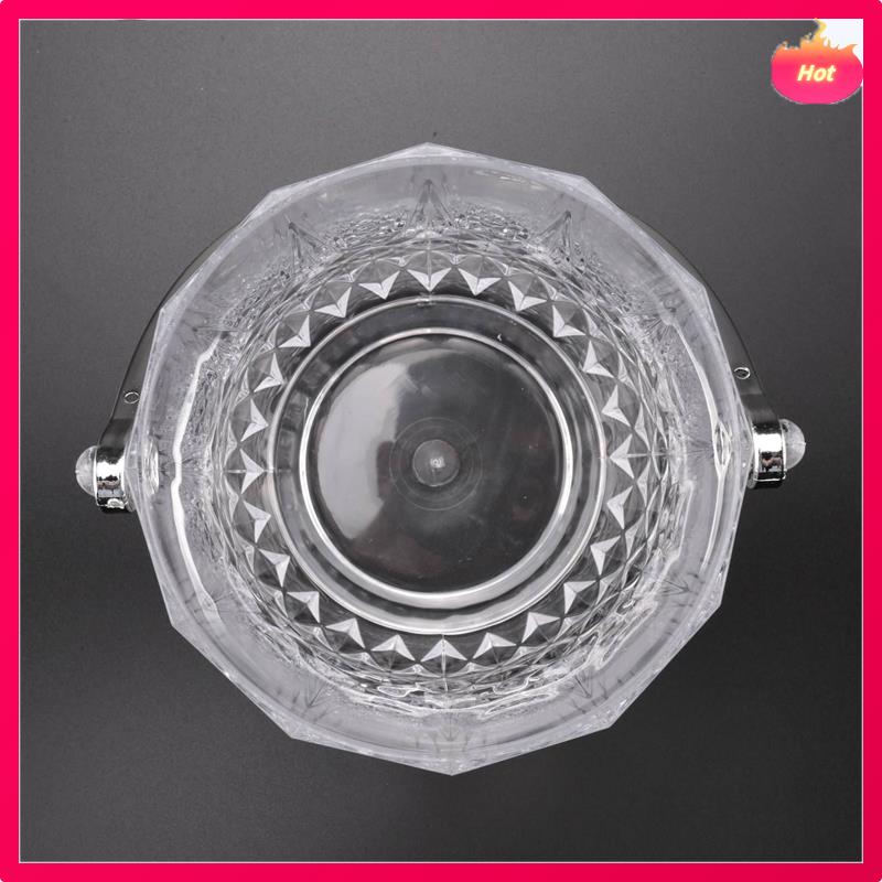 4X Ice Bucket Plastic Ice Bucket With Handle Acrylic Transparent Champagne Beer Wine Ice Bucket For Home -Transparent