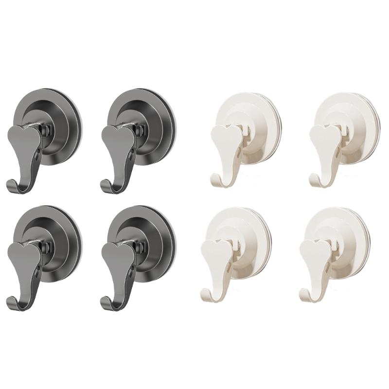 4Pcs Heavy Duty Vacuum Shower Hook Wall Hangers Strong Suction Cup Hook Reusable Bathroom Vacuum Suction Hook