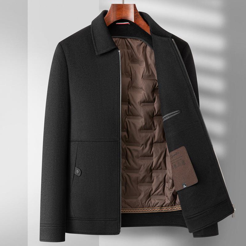 

Men s High-End Double-Sided Wool Lapel Jacket - Winter Thickened Short Coat for Business Casual Wear 54/185 [150-165 kg]
