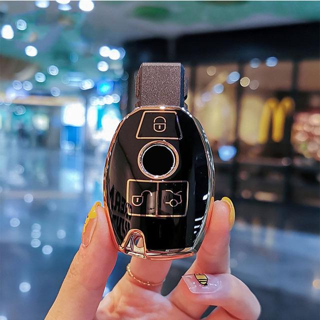 

Модний TPU автомобільний пульт дистанційного ключа Чохол Fob для Mercedes Benz ABGR Class GLA GLK W176 W204 W251 W463 Аксесуари Брелоки фіолетовий