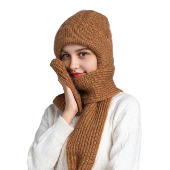 

Scarf Hat Solid Color Lightweight Thermal Knit Hat Autumn Winter Outdoor Activities Travel Cycling Headwear хаки