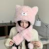Plush Cat Ears Hat Knitted Cycling Balaclava One Piece Ear Protection Hat  Winter Season