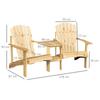 Adirondack Solid Wood Garden Chair with Table and Parasol Hole, 2-seater Garden Armchair, Seating Group, Garden Furniture for Balcony