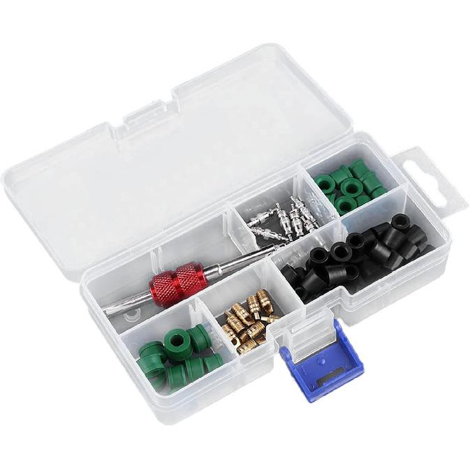A C Valve Core Repair Kit Valve Core Removal Tool Set AC Manifold Hose Gasket for Car Air Conditioning