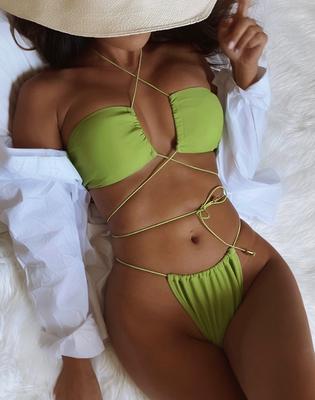 Damen Bikini Einfarbig Sexy Damen Split Badeanzug Dreieck Badeanzug