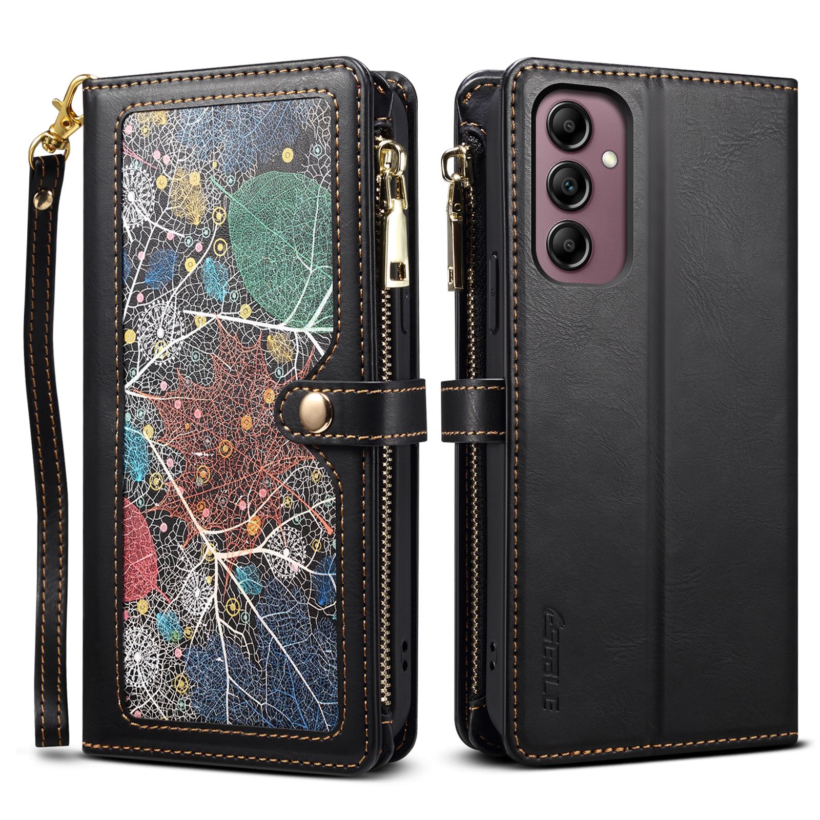 

ESEBLE для Samsung Galaxy A14 5G/4G Кожаный чехол-кошелек для телефона с RFID-блокировкой, карманом на молнии и подставкой, чехол для телефона Black