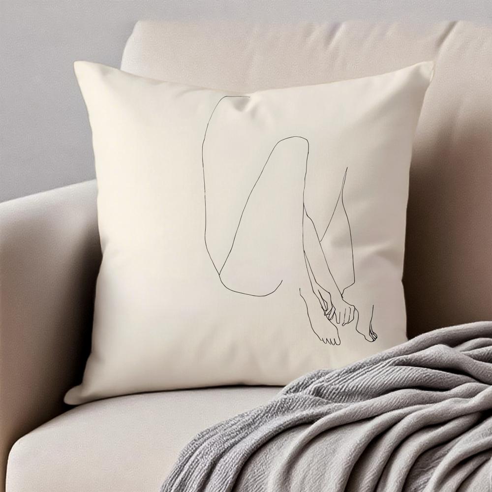 Sexy Sample Line Body Anime Cartoon Cushion Cover Pillowcase Antidustmite Invisible Zipper Short Plush Sofa Cushion