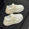 Fashion High Quality 6CM Newest Light Thick-Soled White Shoes Woman Spring Lace-Up Casual Sneakers Genuine Leather Vulcanized Shoes