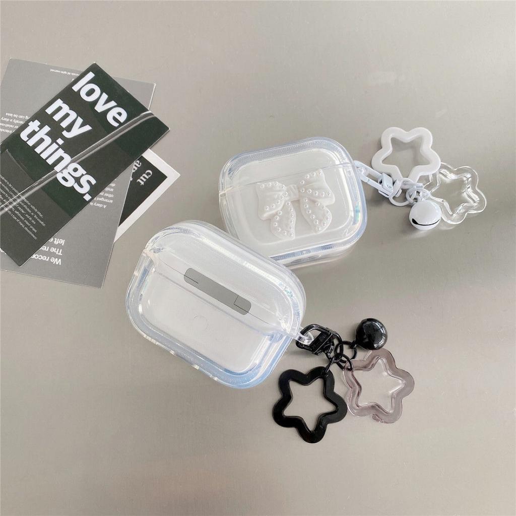 Applicable To Apple AirPods111 Generation Pro Black and White Pearl Bow Ins Advanced Bluetooth Headset Protective Case Case
