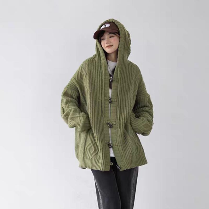 Podzimní dámské kardigany s kapucí Dámské Čisté Vintage Jemné Měkké Volnočasové Streetwear Studenti Mladé Jednoduché Svetry Korejský Styl