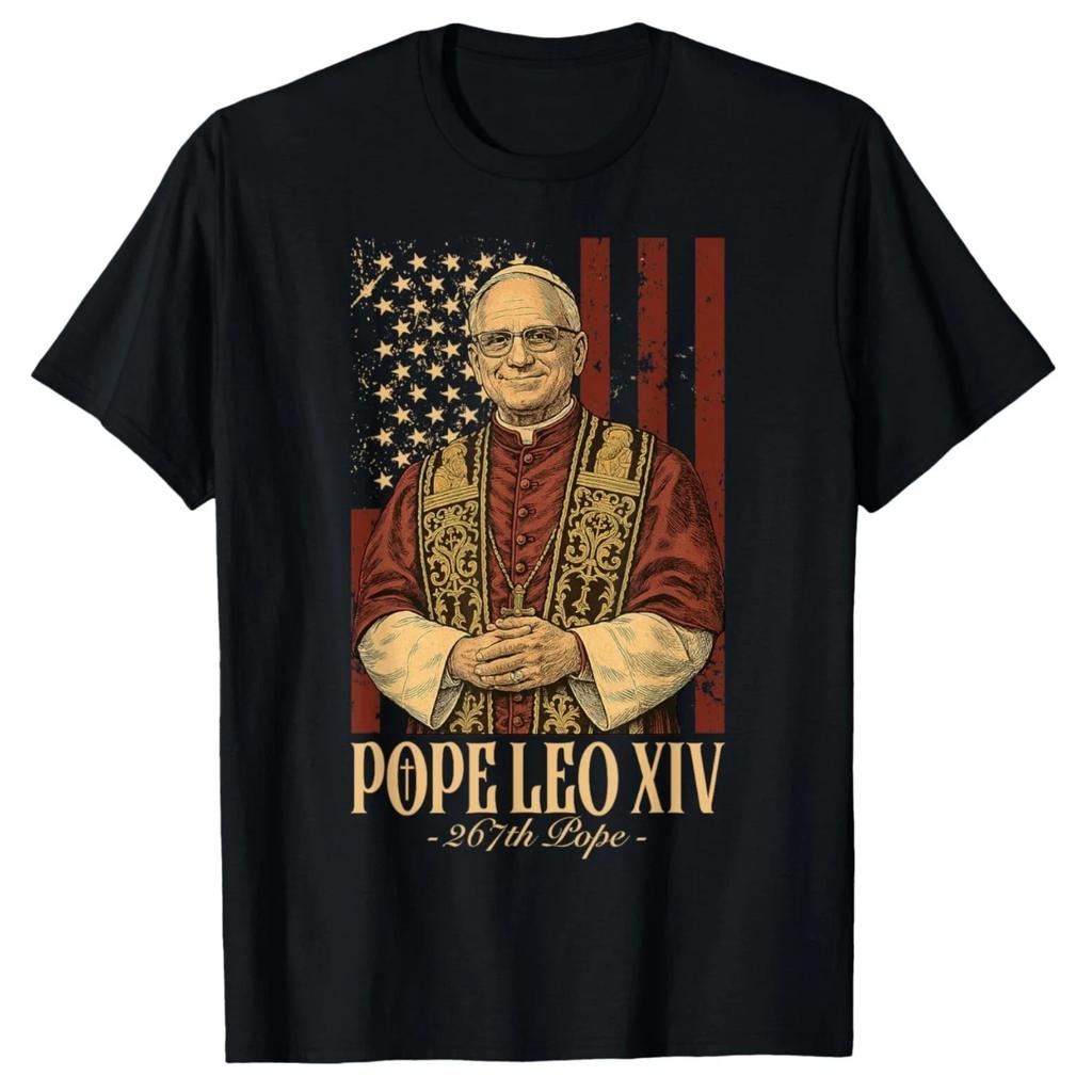 100% Cotton TOPS UNISEX TEES MENS WOMENS Cardinal Robert Prevost Pope Leo XIV Christian Catholic Tee Unisex T-Shirt