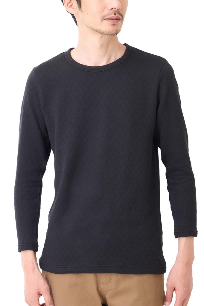 Hokaron Warm Cotton Quilted Size 1 Count Men's Innerwear, Thick, Black, M,