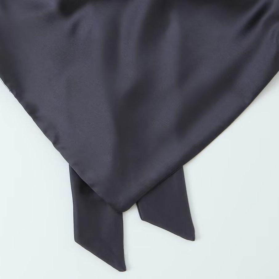 Silk Satin Texture Top & High-Waisted Pants Set