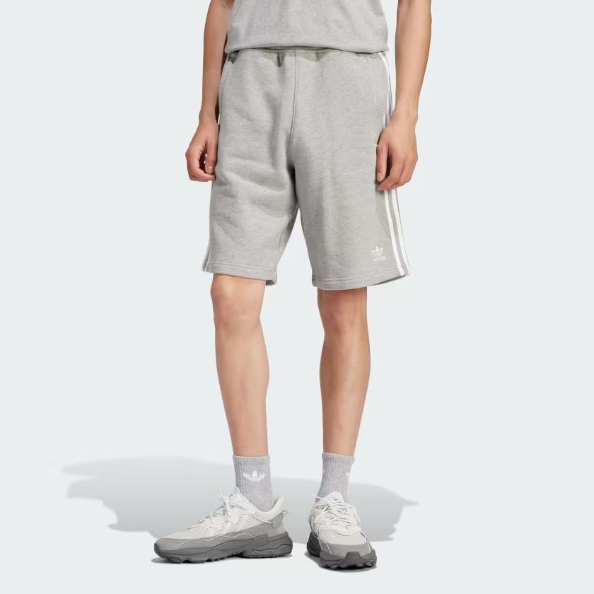 Adidas Originals Adicolor Series Elastic Logo Embroidered Striped Straight Leg Casual Shorts Men shorts Gray IU2340
