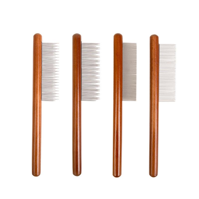 Cat Floating Hair Removal Comb, Stainless Steel Pet Comb, Cat and Dog Comb, Solid Wood Row Comb, Floating Hair Removal Open Knot Comb
