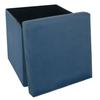 Atmosphera "Tess" Foldable Velvet Storage Pouf - Blue