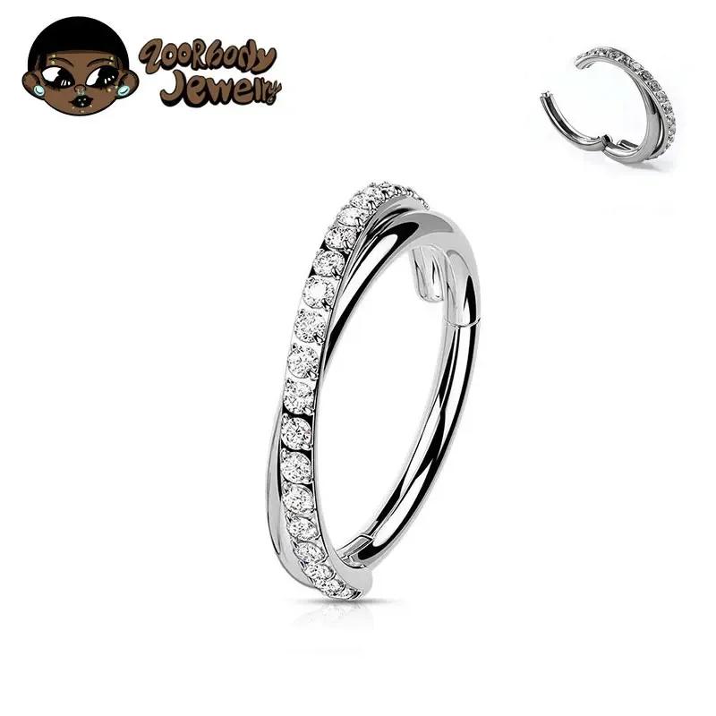 

G23 Titanium Hinged Segment Ring Cartilage Hoops Double Row Helix Piercing Jewellery Conch Ring Septum Ring Tragus Daith Earring 16G 1.2x10mm срібний