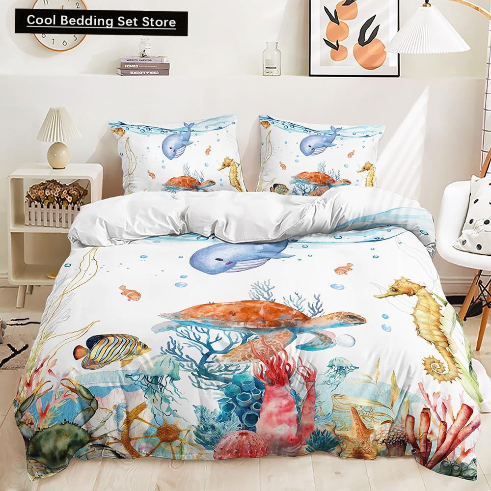 Beautiful Rainbow Mermaid Bedding Set Polyester Duvet Cover Set Single Full Twin Queen Comforter Sets for Girls Women Bed Linen