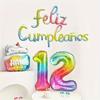 Espanhol Feliz Aniversário Balão Foil Conjunto Festa Decoração Banner 16 polegadas Parede Cenários Balão Casa Decoração Quarto Celebração Presente