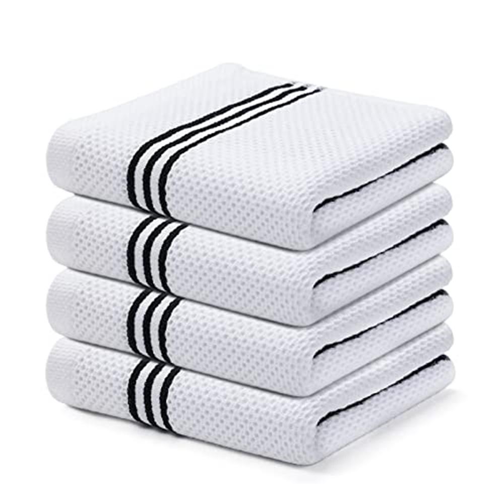 Homaxy 4/6pcs Cotton Towel For Kitchen Waffle Weave Stripe Kitchen Towel Absorbent Dishcloth Soft Drying Home Cleaning Cloths