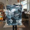 1PC Gray wolf Print Flannel Blanket, High quality Comfortable for All Seasons, Home Decor, Warmth and Comfort