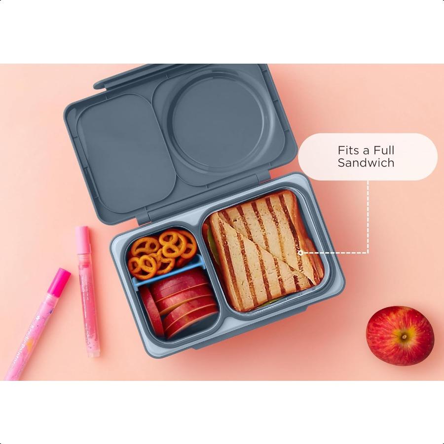 OmieBox UP Bento Box for Insulated Lunch Box Leak Proof  Food Jar Cooler Ice Pack 2 Compartments Graphite