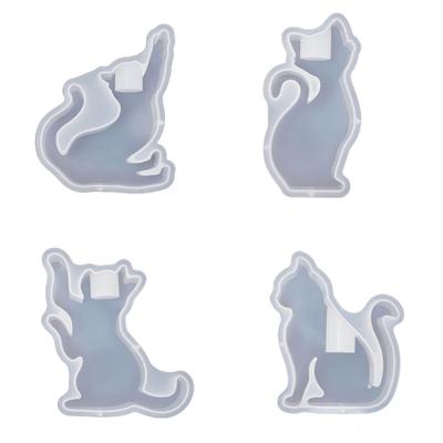 Candle Holder Resin Molds Cat Shape Candlestick Silicone Mold Unique Animal Candle Stand Epoxy Casting Mould DIY Crafts